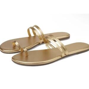 Gemma Tkees Flat Sandals Gold Women's Sz 9 $80 MSRP